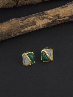 E2O - Self Design Gold Plated Beads Embellished Stud Earring