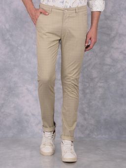 CRIMSOUNE CLUB - Mens Beige Checked Trouser