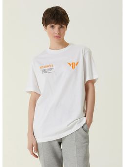 MISCHIEF MONKEY - Women White Typography Round Neck T-shirt