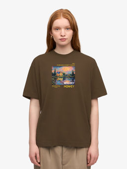 MISCHIEF MONKEY - Women Brown Graphic Printed Round Neck T-shirt