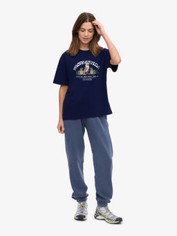 MISCHIEF MONKEY - Women Navy Blue Graphic Printed Round Neck T-shirt