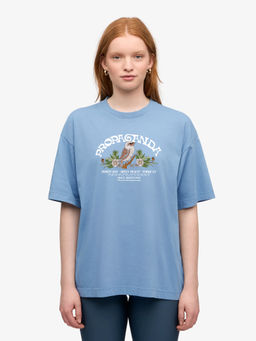 MISCHIEF MONKEY - Women Light Blue Graphic Printed Round Neck T-shirt