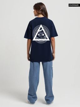 MISCHIEF MONKEY - Women Navy Blue Graphic Printed Round Neck T-shirt