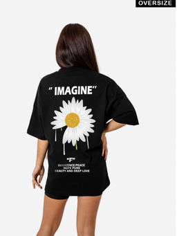 MISCHIEF MONKEY - Women Black Floral Printed Round Neck T-shirt