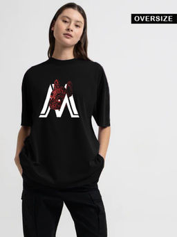 MISCHIEF MONKEY - Women Black Graphic Printed Round Neck T-shirt