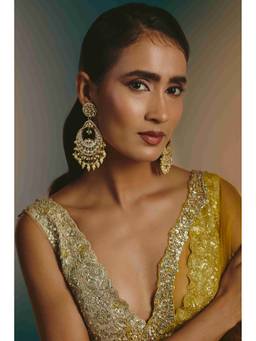 Namasya - Gold Plated Kundan White Chandballi Earring