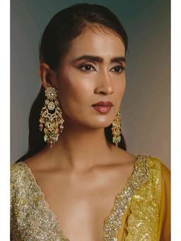 Namasya - Gold Plated Multi Kundan White Earrings
