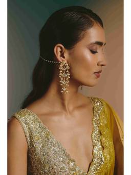 Namasya - Gold Plated Kundan White Earring