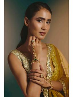 Namasya - Gold Plated Kundan Multicolor Handharness