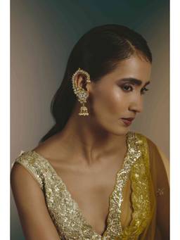 Namasya - Gold Plated Kundan White Ear Cuff