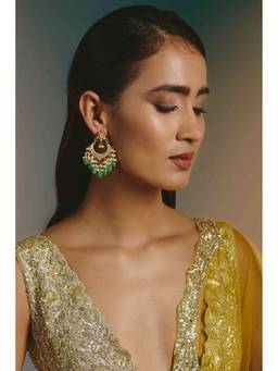 Namasya - Gold Plated Kundan Chandballi White Earring