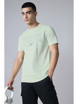 Reebok - Green Printed Cotton Regular Fit T-Shirt