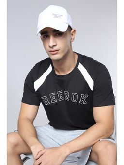 Reebok - Black Printed Cotton Regular Fit T-Shirt