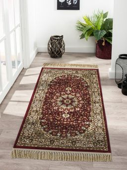 OBSESSIONS - Anti-static Machine Made Viscose Classical Runner, Maroon & Cream