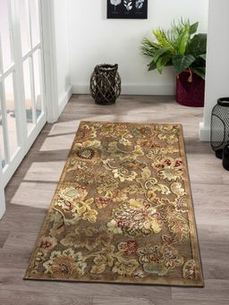 OBSESSIONS - Classical Machine Made Viscose Runner, Brown & Beige