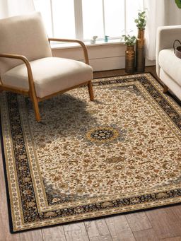 OBSESSIONS - Anti-static Machine Made Classical Carpet, Navy & Cream (4x6 Feet)