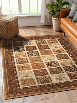 OBSESSIONS - Anti-static Machine Made Classical Carpet, Brown & Beige (4x6 Feet)
