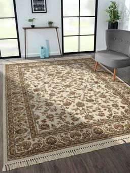 OBSESSIONS - Anti-static Machine Made Viscose Classical Runner, Cream & Beige (2x7 Feet)