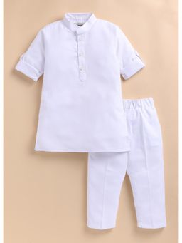 Little Collars - Cotton Woven Independence Day Special Kurta Pant - White