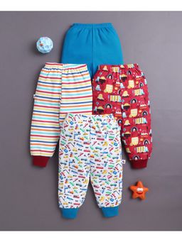 Bumzee - Blue and Red Full Length Boys Cotton Pyjamas (Pack of 4)