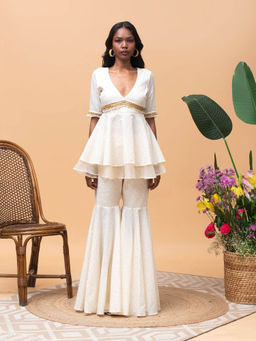 RISHI & VIBHUTI - Amaya Ivory Peplum (Set of 2)