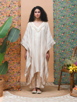 RISHI & VIBHUTI - Drift Ivory & Rose Gold Kaftan (Set of 2)