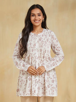 Fabindia - White Cotton Pintucks Tunic