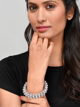 Silvermerc Designs - Silver Toned Oxidised Handcrafted Western Bangles (Set of 2)