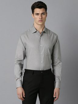 Louis Philippe - Men Grey Printed Full Sleeves Regular Fit Formal Shirt