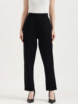 United Colors of Benetton - Black Solid High Rise Trousers