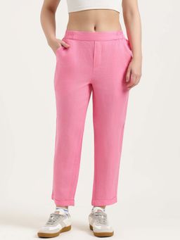 United Colors of Benetton - Pink Straight Fit High Rise Solid Trousers