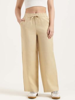 United Colors of Benetton - Beige Straight Fit High Rise Solid Trousers