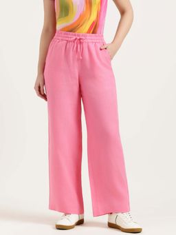 United Colors of Benetton - Pink Straight Fit High Rise Solid Trousers