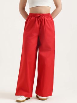 United Colors of Benetton - Red Straight Fit High Rise Solid Trousers