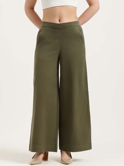 United Colors of Benetton - Green Regular Fit High Rise Solid Trousers