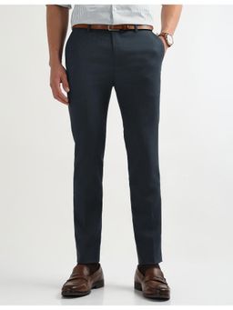 Arrow - Mens Navy Blue Textured Super Slim Fit Trouser