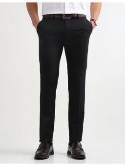 Arrow - Mens Black Textured Super Slim Fit Trouser