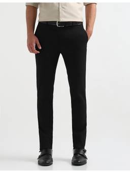 Arrow - Mens Black Dobby Weave Super Slim Fit Trouser