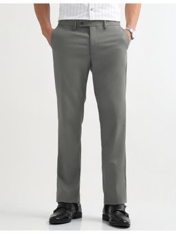 Arrow - Mens Grey Solid Mid Rise Trouser