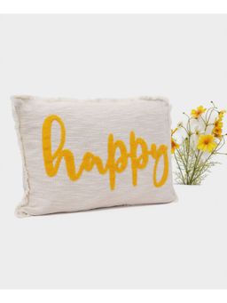 Mi Arcus - Textured White Love Knitted Happy Cushion Cover