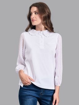 Beverly Hills Polo Club - White Elegant Touch Lace Collar Polo