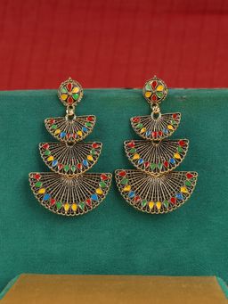Anika's Creations - Traditional Gold Plated Multicolour Layered Partywear Earring