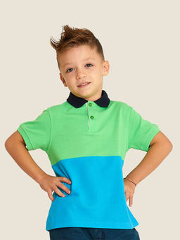 CHERRY CRUMBLE BY NITT HYMAN - Multicolor Colorblocked Shades Of Seas Polo Tshirt