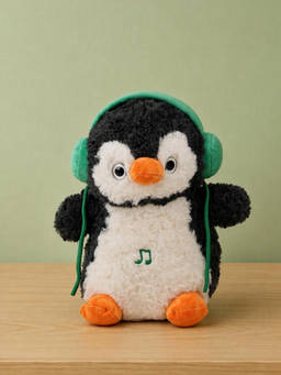 DukieKooky - Grey Music Headphones Penguin Soft Toy