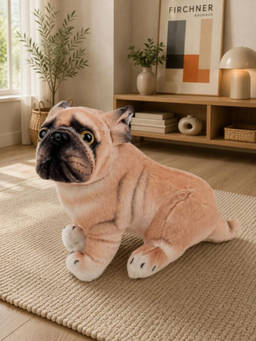 DukieKooky - Black & Beige Stand Dog Soft Toy