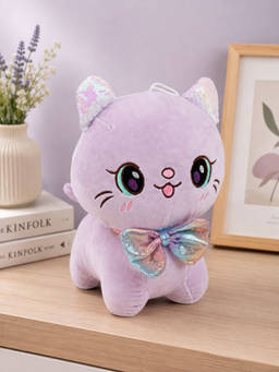 DukieKooky - Purple Love Cat With Bow Soft Toy