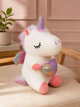 DukieKooky - White Unicorn Cat With Heart Soft Toy