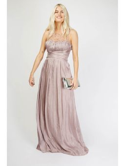Little Mistress - Grace Bridesmaid Mink Embellishment Sweetheart Maxi Dress (L)