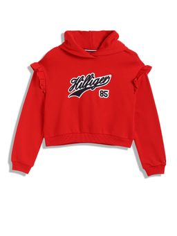 Tommy Hilfiger - Girls Logo Regular-Fit Cotton Hoodie - Red