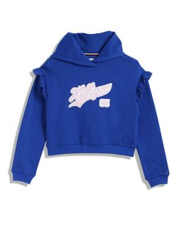 Tommy Hilfiger - Girls Logo Regular-Fit Cotton Hoodie - Blue